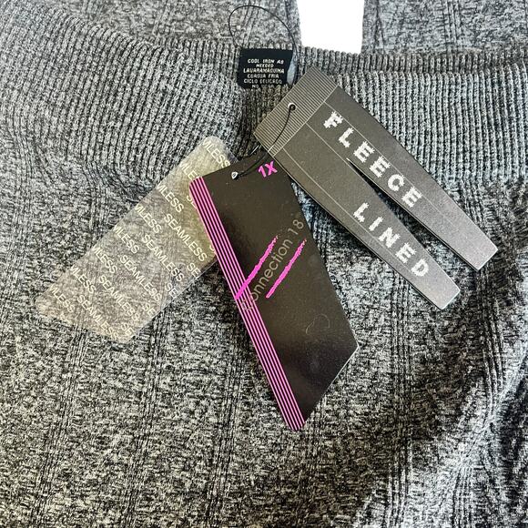 Connection 18 SIZE 1X Patterned Textured Seamless Fleece Lined Mid Rise Leggings - Picture 6 of 8